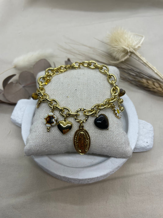 Bracelet religieux marron doré