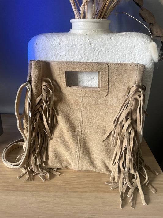 Sac franges beige