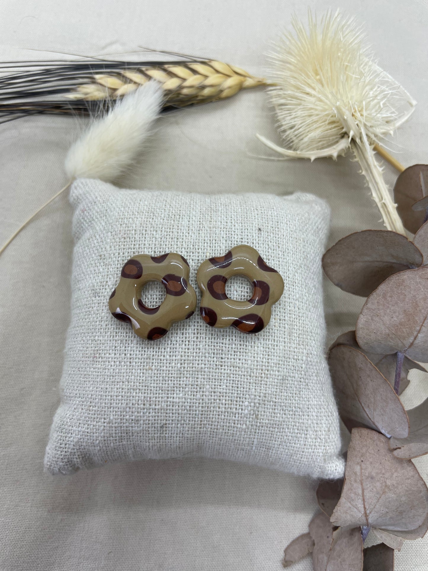 Pampilles Flora marron clair léopard interchangeables