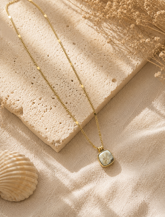 Collier Monica jaspe paysage  doré