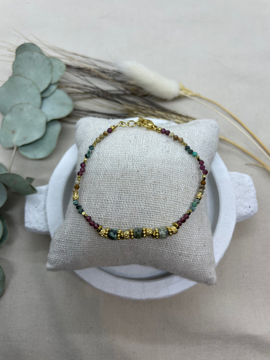 Bracelet Shanghai vert violet doré