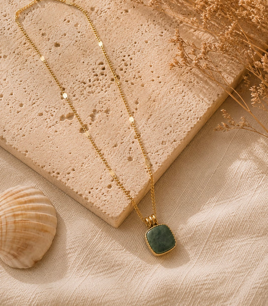 Collier Monica Jaspe verte doré
