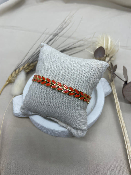 Bracelet jonc semi ouvert laurier orange