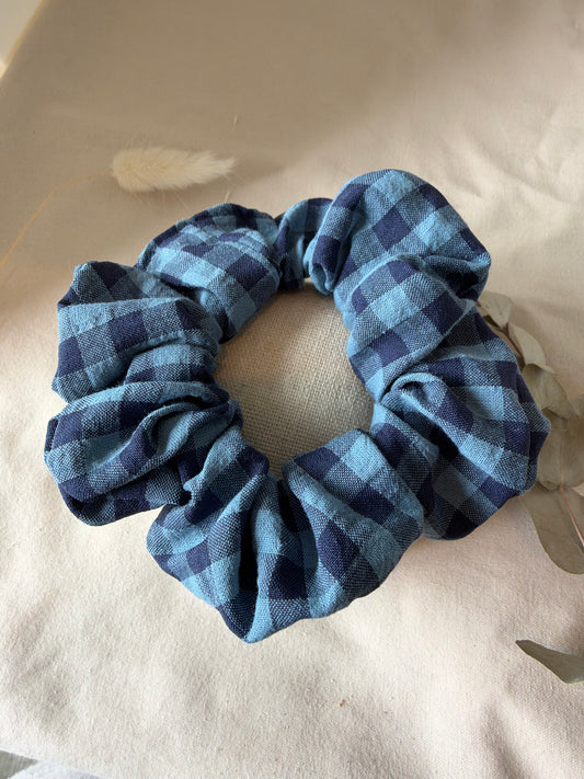 Chouchou grands carreaux bleus