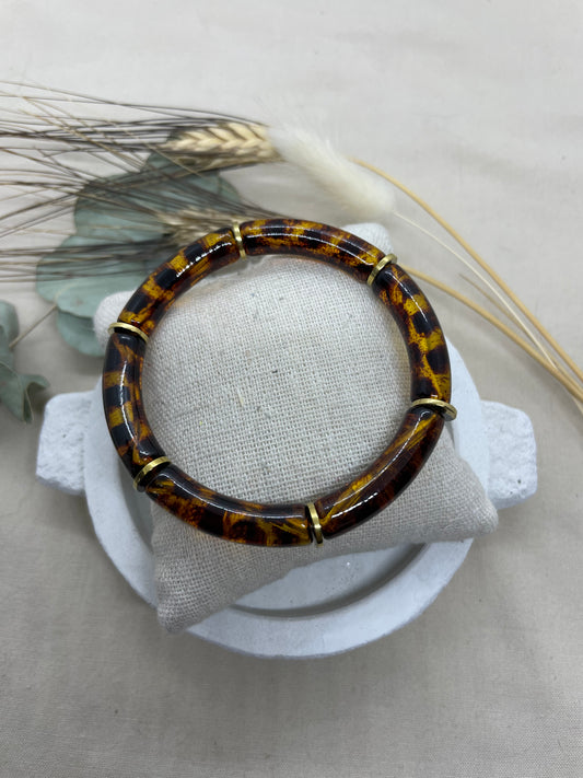 Bracelet tubes marron tacheté