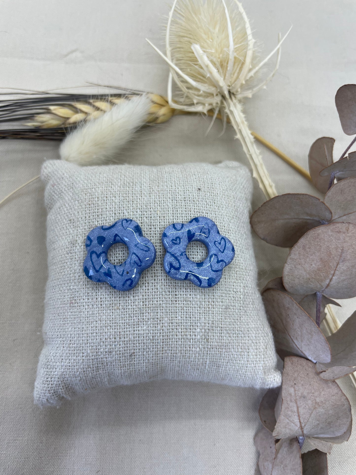 Pampilles Flora bleues cœurs interchangeables