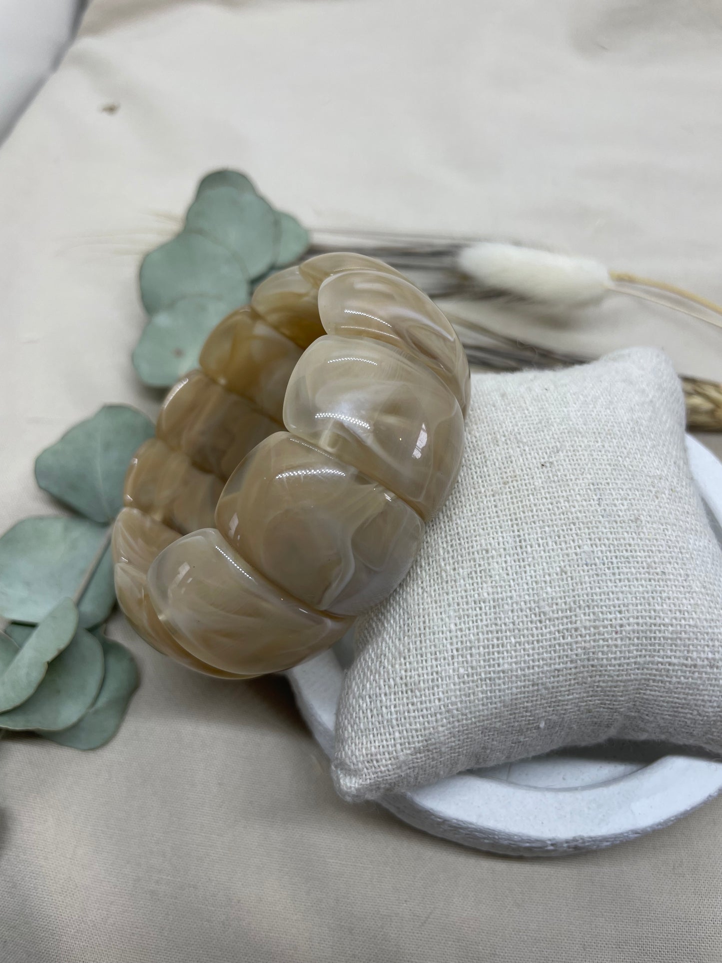 Bracelet jonc élastique Sydney beige
