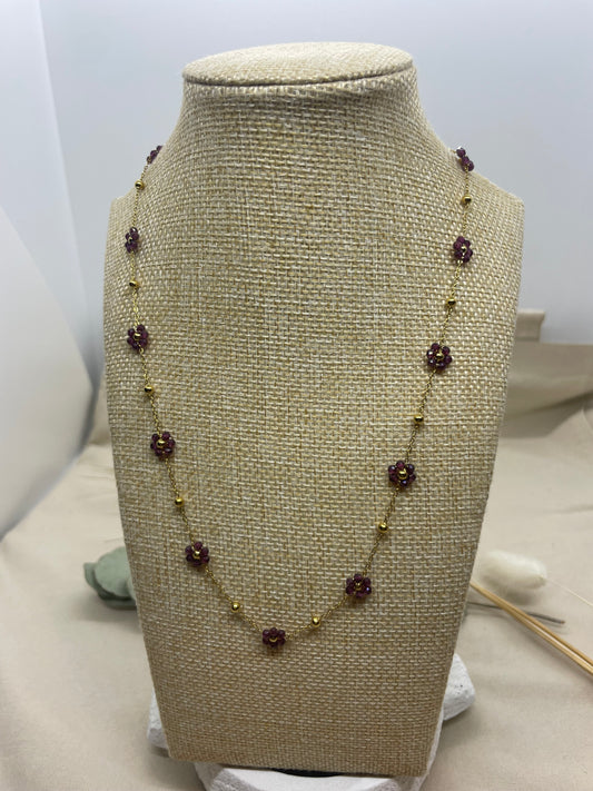 Collier Flowers perles violettes