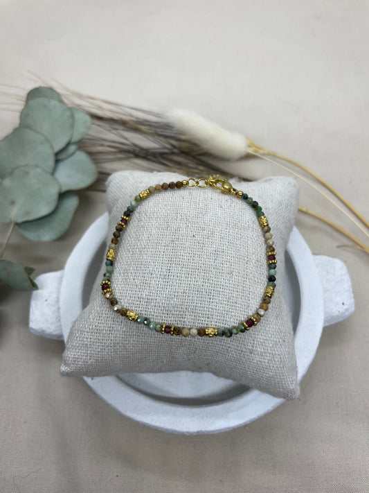 Bracelet Bali vert beige doré