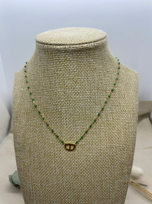 Collier Marine vert doré