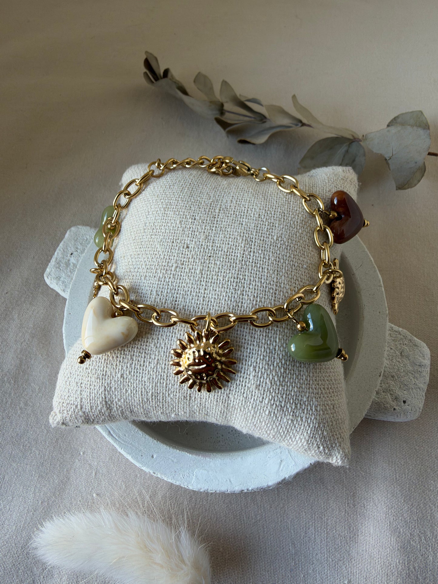 Bracelet Riva vert beige doré