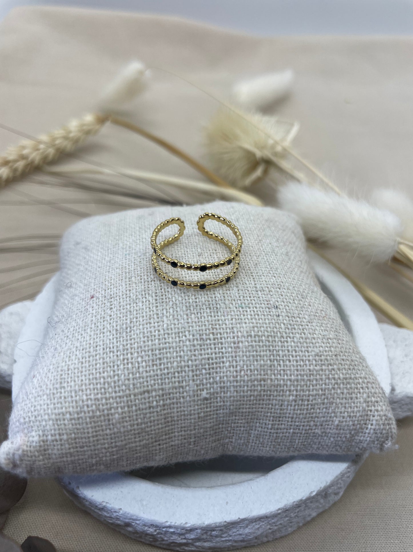 Bague Louna noire dorée